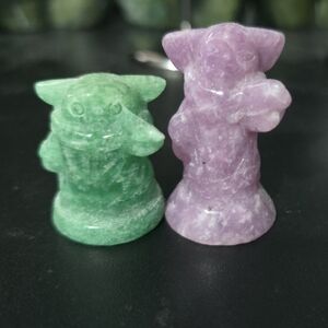 Green Aventurine and Lepidiolite Baby yoda / Grogu carving